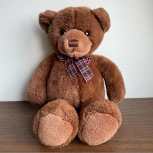 Heads & Tales by Gund Brown Teddy Bear Plush Stuffed Animal With Plaid Ribbon